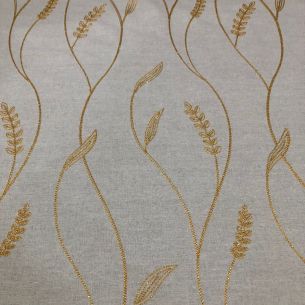 Tecido Linho Misto Bordado Trigos Dourados • Conexão Tecidos