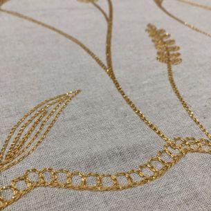 Tecido Linho Misto Bordado Trigos Dourados • Conexão Tecidos 2