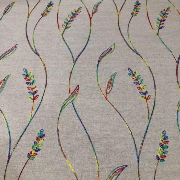 Tecido Linho Misto Bordado Trigos Colors • Conexão Tecidos