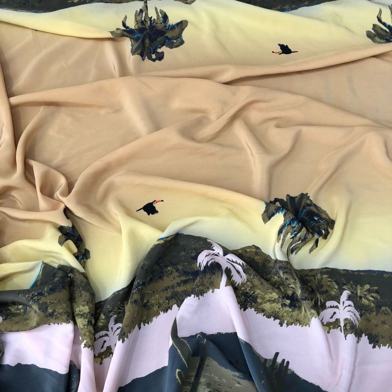 Tecido Crepe de Chine Estampado Mata • Conexão Tecidos