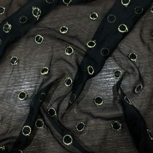 Tecido Chiffon Bordado Com Poás Toque De Seda • Conexão Tecidos