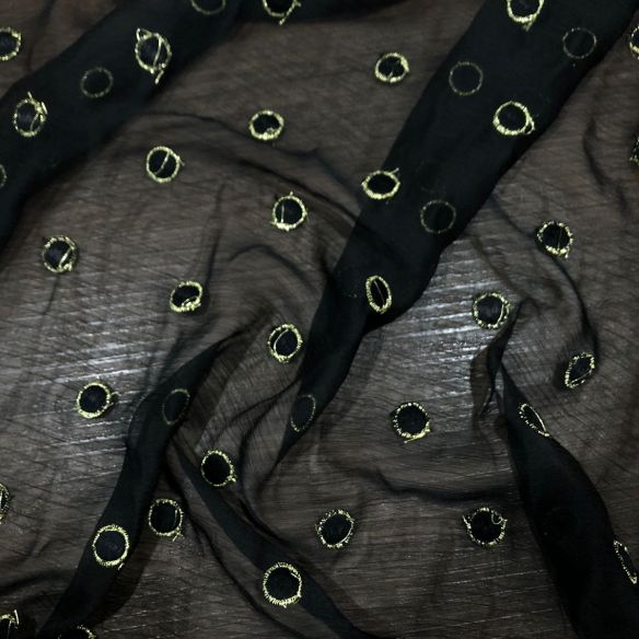 Tecido Chiffon Bordado Com Poás Toque De Seda • Conexão Tecidos