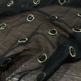 Tecido Chiffon De Seda Preto Poá Bordado • Conexão Tecidos 2