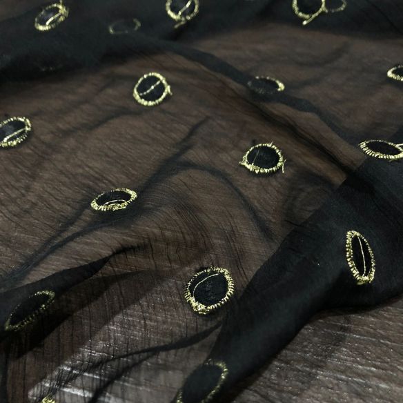 Tecido Chiffon Bordado Com Poás Toque De Seda • Conexão Tecidos