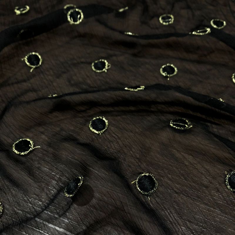 CHIFFON BORDADO COM POÁS TOQUE DE SEDA • Conexão Tecidos