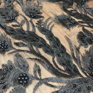 Tecido Tule Bordado Com Pedrarias Preto • Conexão Tecidos 2