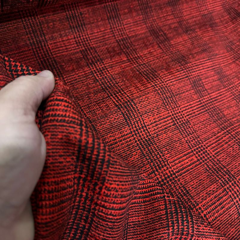 Tecido Tweed Chanell Red Black • Conexão Tecidos