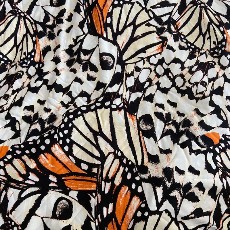 Tecido Viscose Estampada Borboletas • Conexão Tecidos