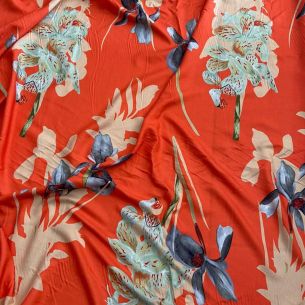 Tecido Viscose Estampada Verão De Orquídeas • Conexão Tecidos