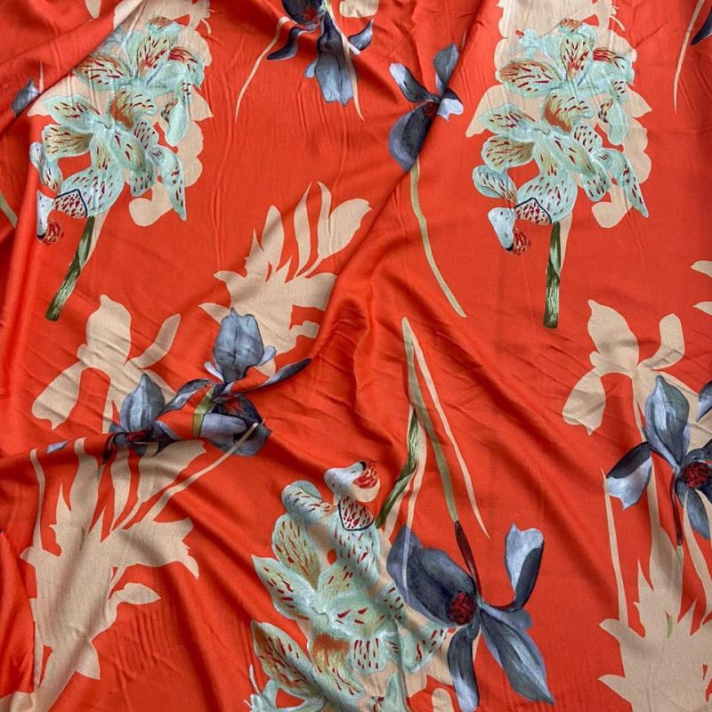 Tecido Viscose Estampada Verão De Orquídeas • Conexão Tecidos
