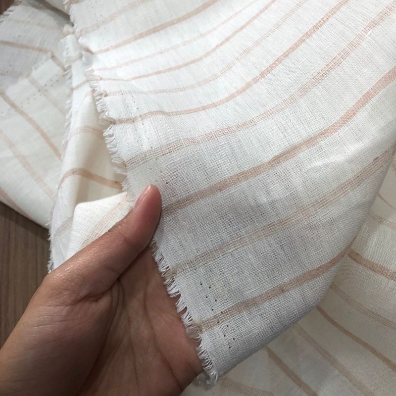 TECIDO LINHO PURO LISTRAS ROSE ANA • Conexão Tecidos