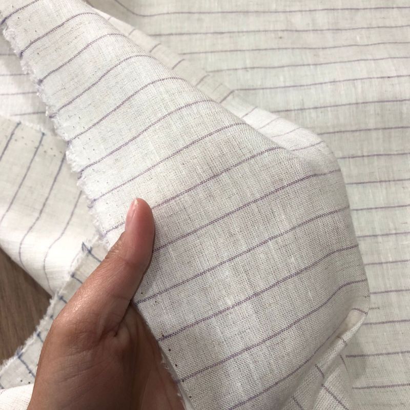 TECIDO LINHO PURO LISTRAS LILAS ANGELA • Conexão Tecidos