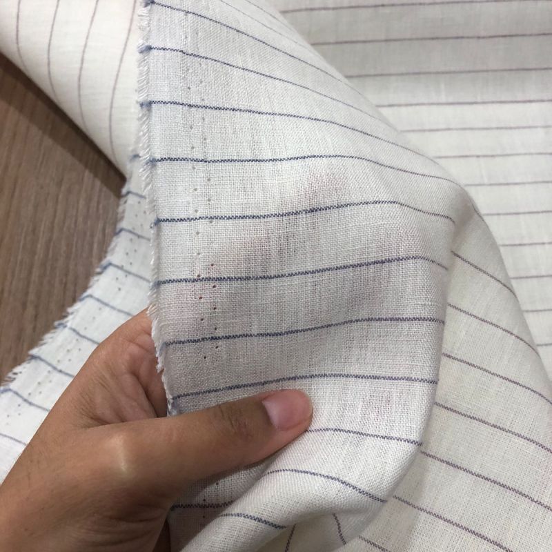 TECIDO LINHO PURO LISTRAS LILAS CARLA • Conexão Tecidos