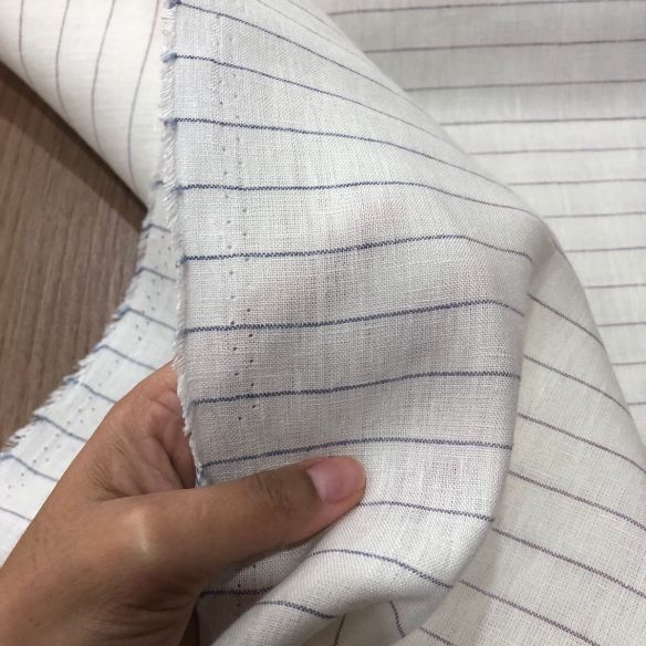 TECIDO LINHO PURO LISTRAS LILAS CARLA • Conexão Tecidos