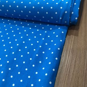 Tecido Viscose Poá Azul e Off • Conexão Tecidos