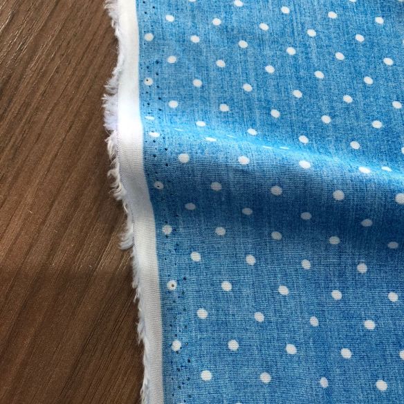 Tecido Viscose Estampada Poá Azul E Off • Conexão Tecidos