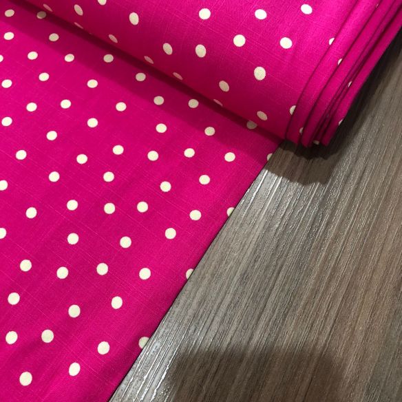 Tecido Viscolinho Poá Pink • Conexão Tecidos