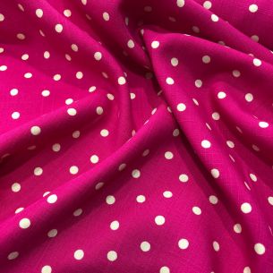 Tecido Viscolinho Estampado Poá Pink • Conexão Tecidos 2