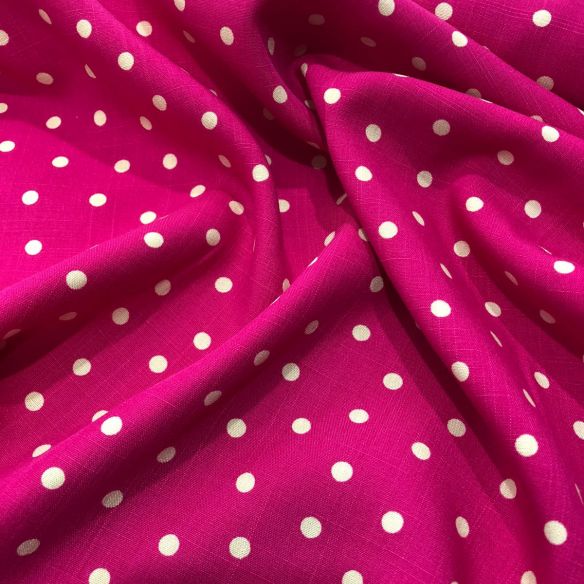 Tecido Viscolinho Poá Pink • Conexão Tecidos