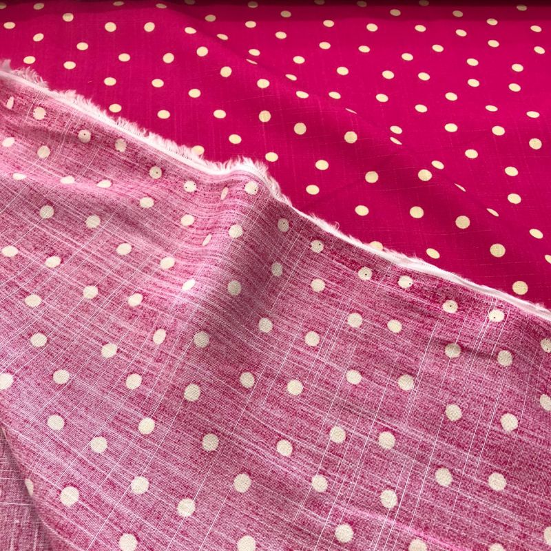 Tecido Viscolinho Estampado Poá Pink • Conexão Tecidos