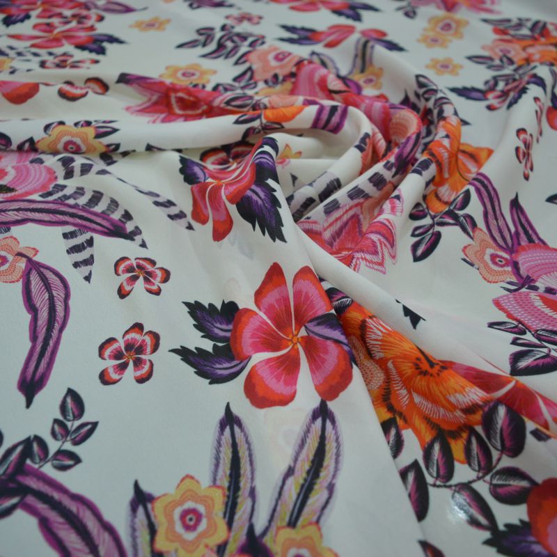 Tecido Crepe de Chine Estampado Italiano • Conexão Tecidos