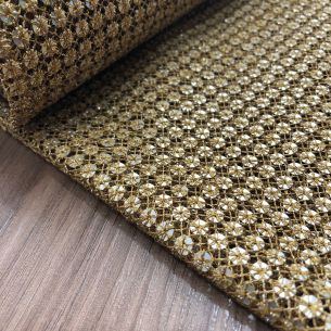 Tecido Micro Paetê Dourado • Conexão Tecidos