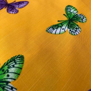 Tecido Viscolinho Estampado Borboletas Amarelo • Conexão Tecidos 2