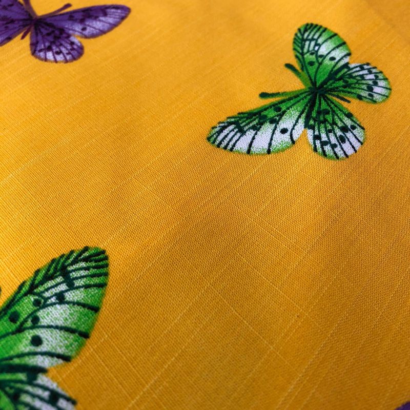 Tecido Viscolinho Estampado Borboletas Amarelo • Conexão Tecidos