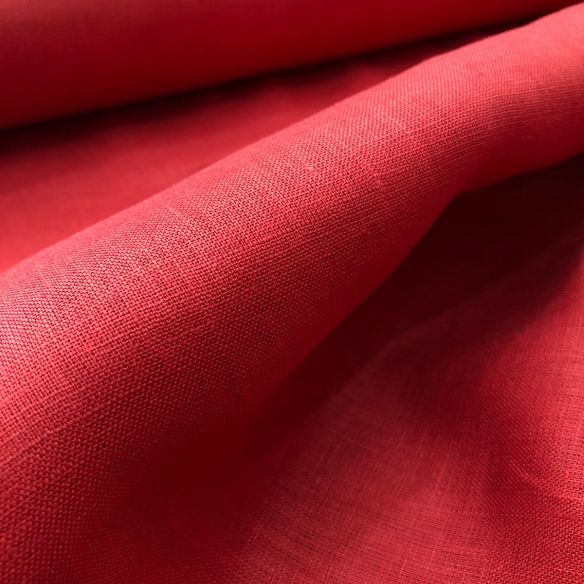 Tecido Linho Puro Liso Vermelho Cereja • Conexão Tecidos