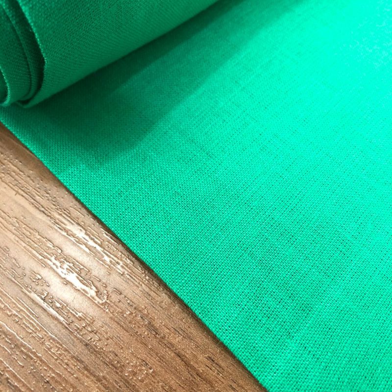 Tecido Linho Puro Liso Verde Jade • Conexão Tecidos