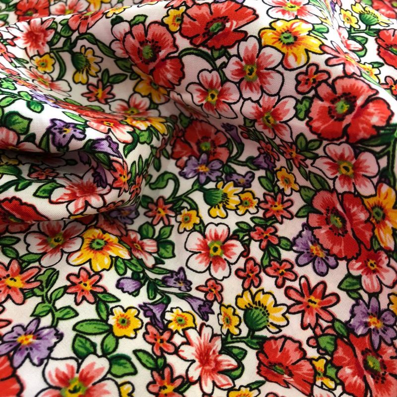 Tecido Viscose Estampada Florais Pequenos Colors • Conexão Tecidos