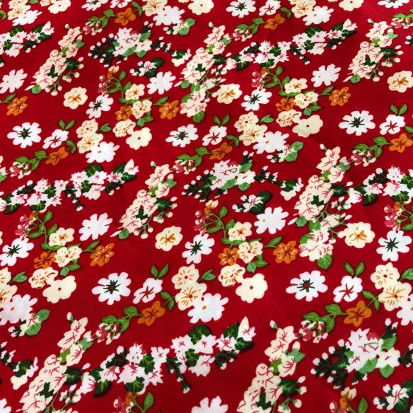 Tecido de Viscose Florais Pequenos Vermelho • Conexão Tecidos