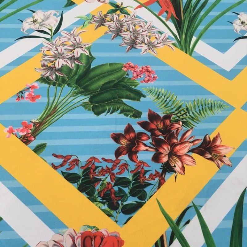 Tecido Malha Neoprene Jardim Tropical Caribe • Conexão Tecidos