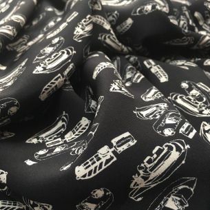 Tecido Crepe de Chine Estampado Italiano Barcos • Conexão Tecidos 2