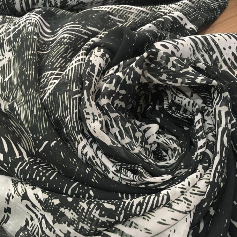 Tecido Musseline De Seda Estampada Black • Conexão Tecidos