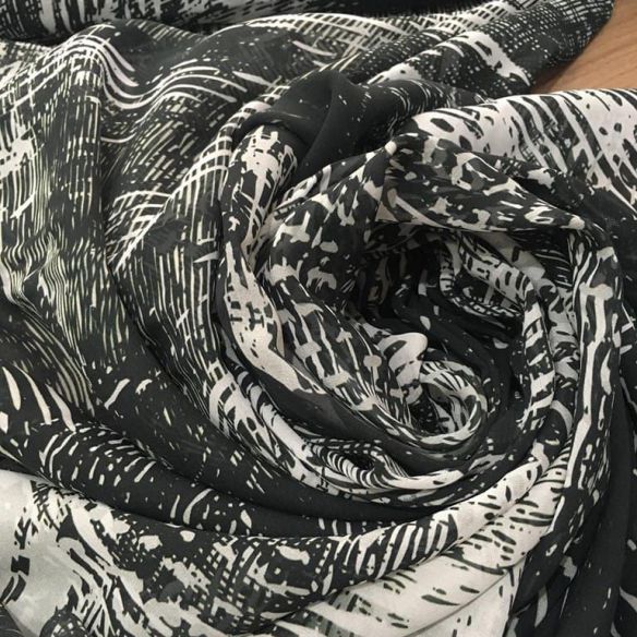 MUSSELINA DE SEDA ESTAMPADA BLACK • Conexão Tecidos