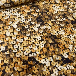 TECIDO CETIM DE SEDA PAETÊ 3D GOLD • Conexão Tecidos 2