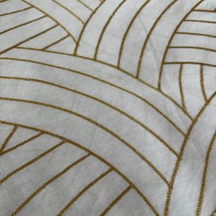 Tecido Linho Misto Off White Bordado Campina Dourada • Conexão Tecidos 2