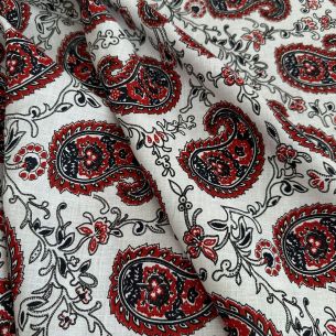 TECIDO CAMBRAIA DE LINHO PURO RUSSA PAISLEY • Conexão Tecidos 2