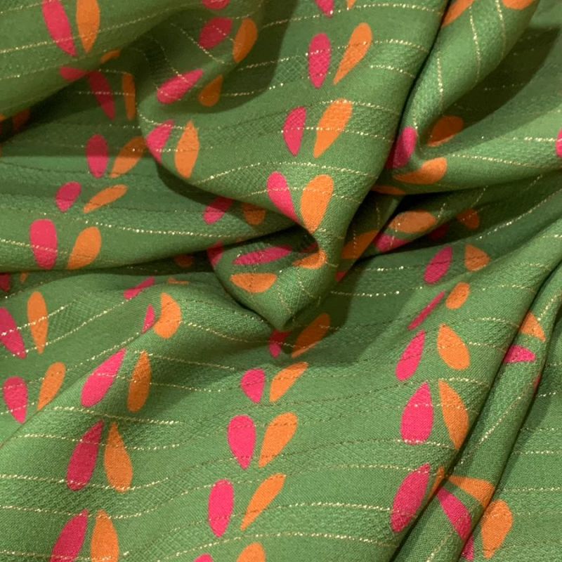 Tecido Viscose Estampada Foil Verde • Conexão Tecidos