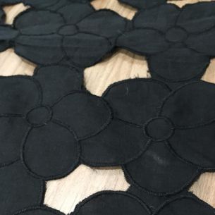 Tecido Lese De Algodão Bordada Preta • Conexão Tecidos