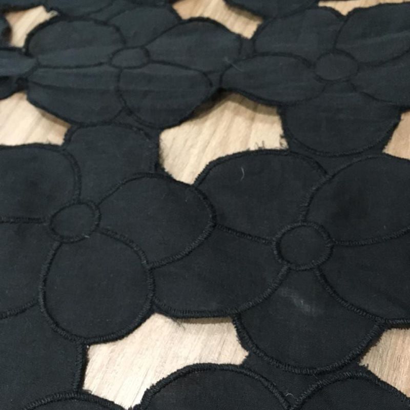 Tecido Lese De Algodão Bordada Preta • Conexão Tecidos