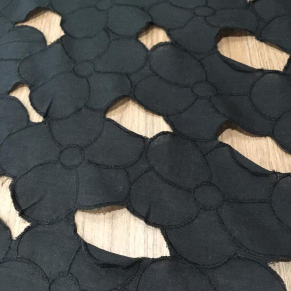 Tecido Lese De Algodão Bordada Preta • Conexão Tecidos