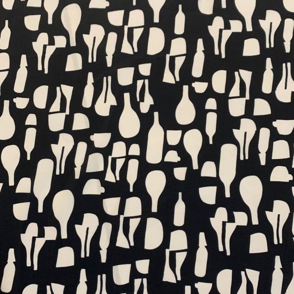 Tecido Crepe de Chine Estampado Black And White • Conexão Tecidos