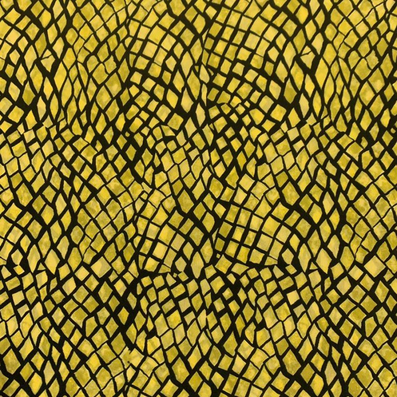 Tecido Crepe de Chine Estampado Gold Yellow • Conexão Tecidos