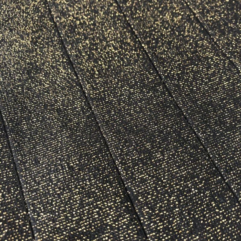Tecido Malha Bandagem Preta Lurex Dourado • Conexão Tecidos