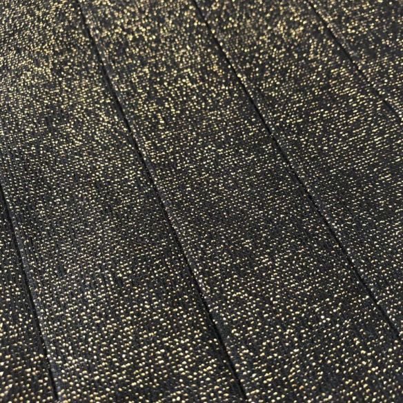 Tecido Malha Bandagem Preta Lurex Dourado • Conexão Tecidos
