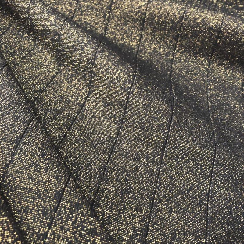 Tecido Malha Bandagem Preta Lurex Dourado • Conexão Tecidos