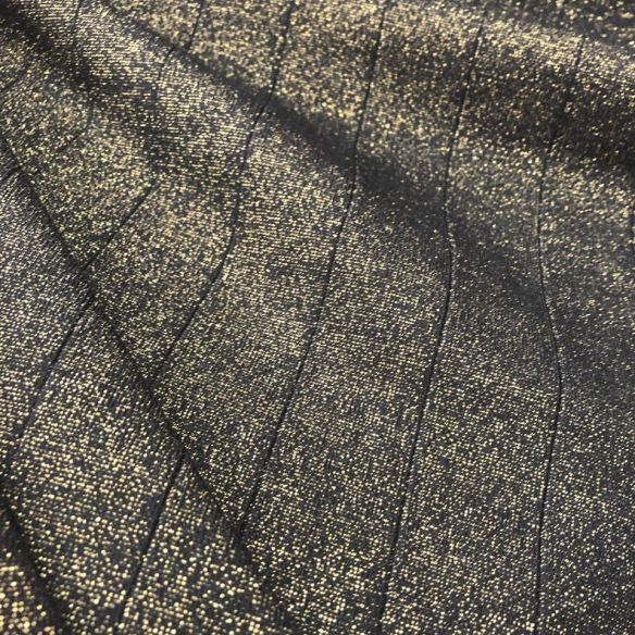 Tecido Malha Bandagem Preta Lurex Dourado • Conexão Tecidos