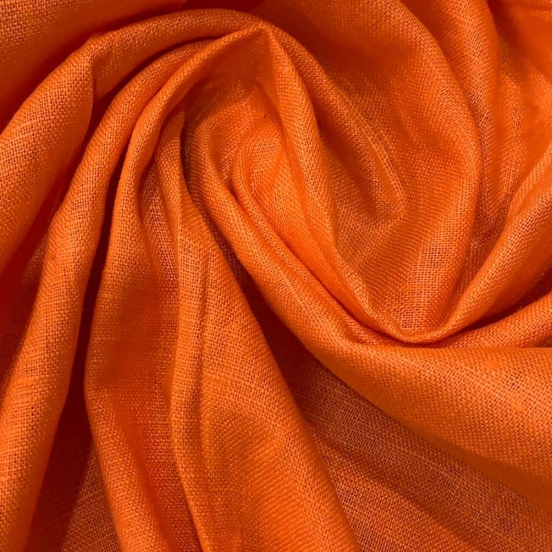 Tecido Linho Puro Liso Laranja • Conexão Tecidos